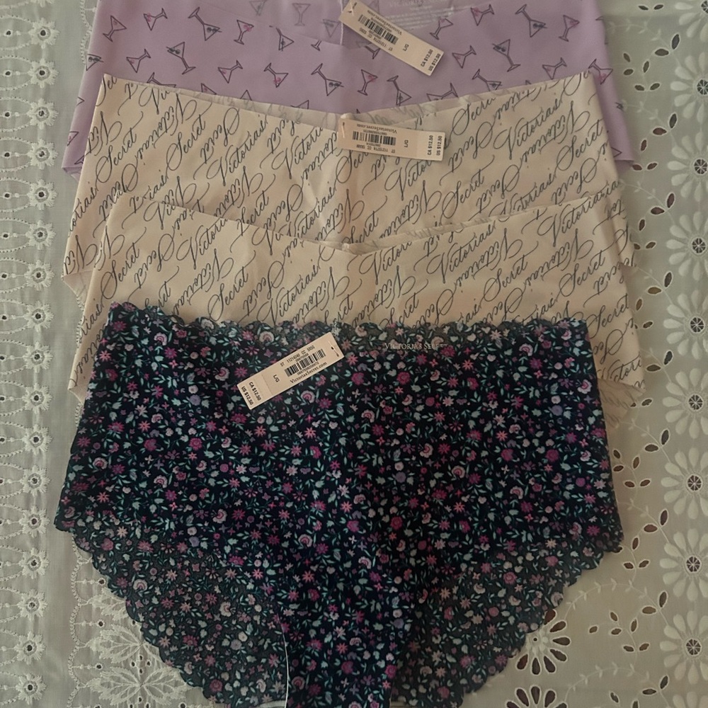 Victoria's Secret Floral Hipster Panties - Black and Pink